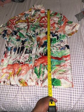 ASOS White Multicolor Abstract Tropical Print Button-Down Shirt